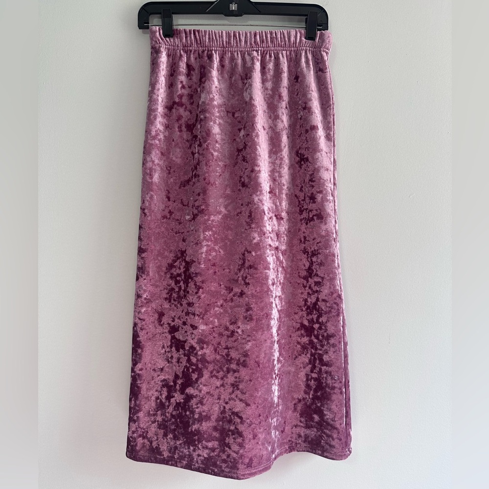Velvet Velour midi Retro 90s Y2K Skirt pink/purple Small
